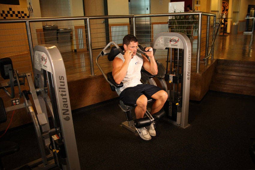 Ab crunch machine: end position