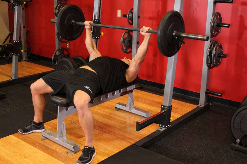 Barbell bench press: start position