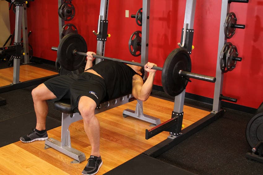 Barbell bench press: end position