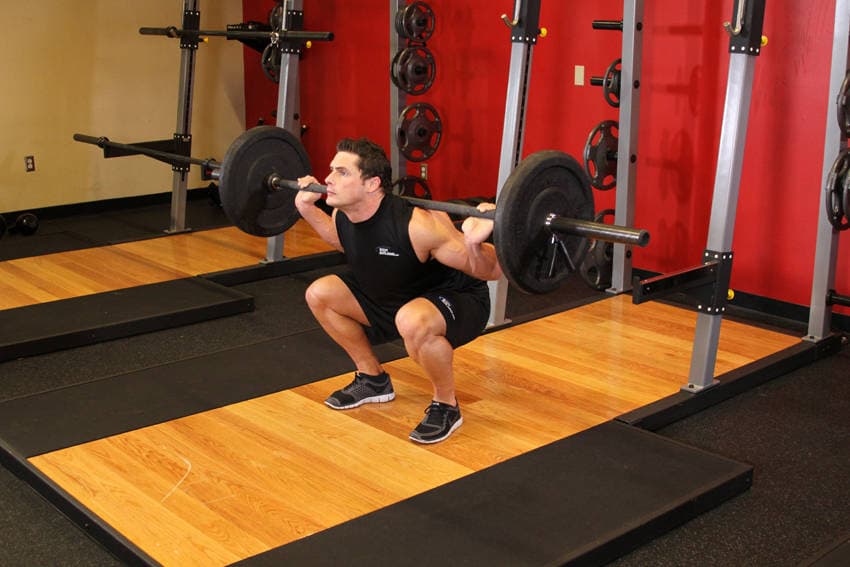 Barbell back squat: end position