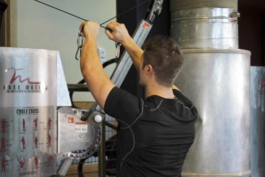 Cable rear delt fly: start position