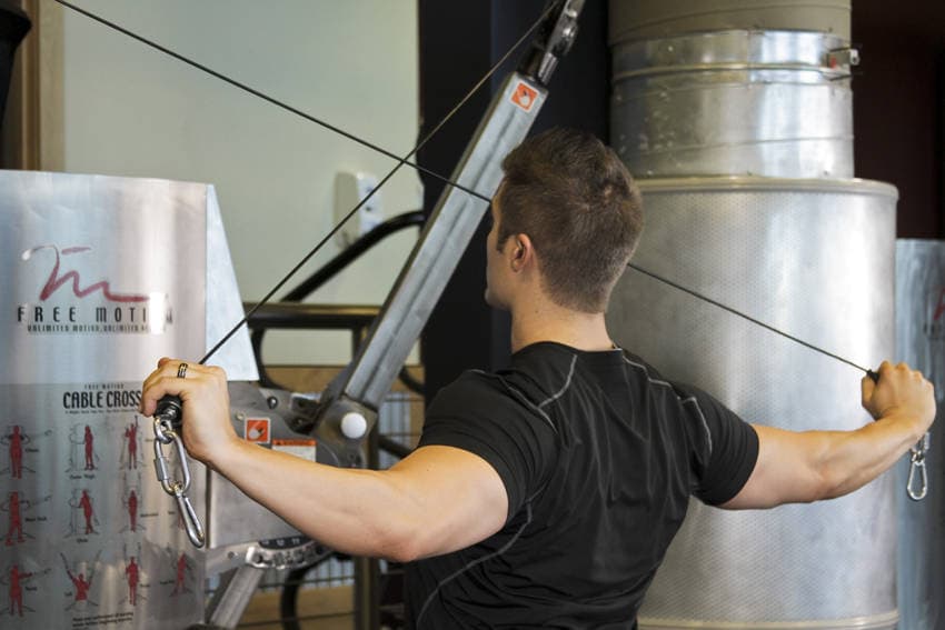 Cable rear delt fly: end position