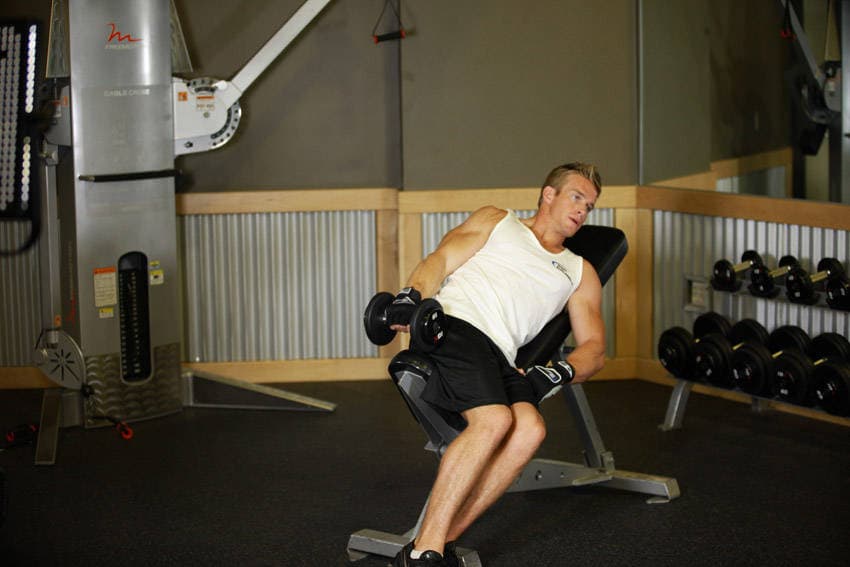 Lying incline lateral raise: start position