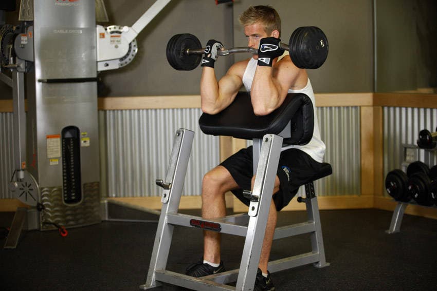 Preacher curl: end position