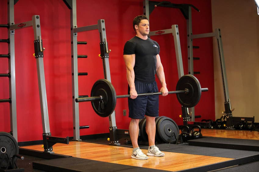 Stiff-legged deadlift (SLDL): end position