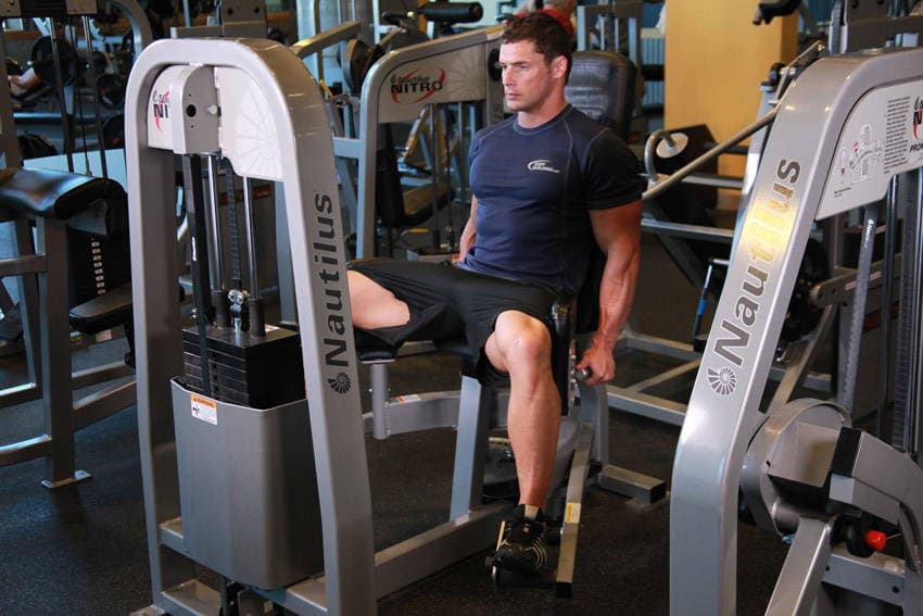 Hip abductor machine: end position