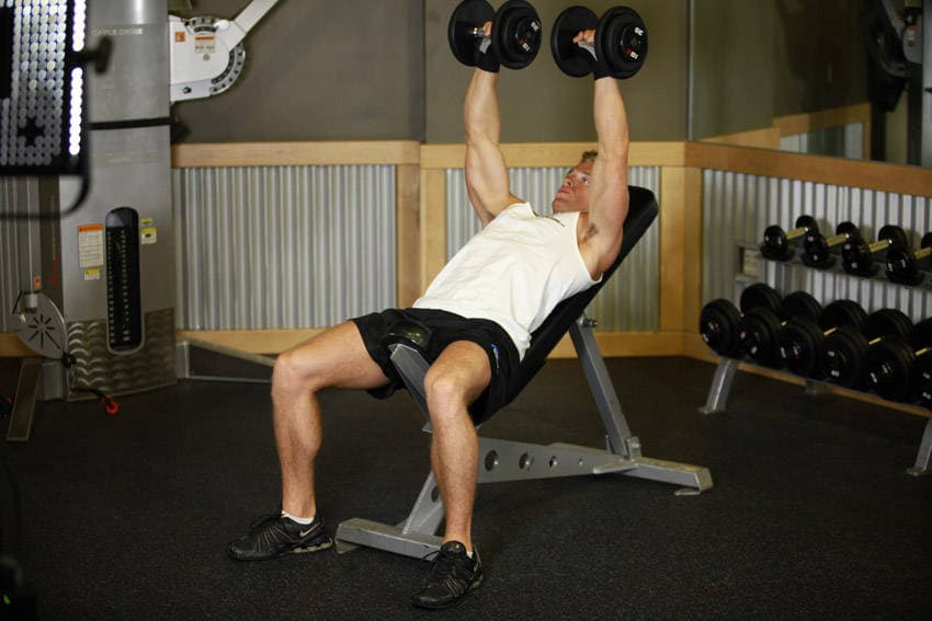 Incline dumbbell press: end position