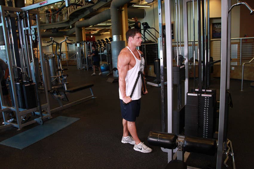 Triceps pushdown: end position